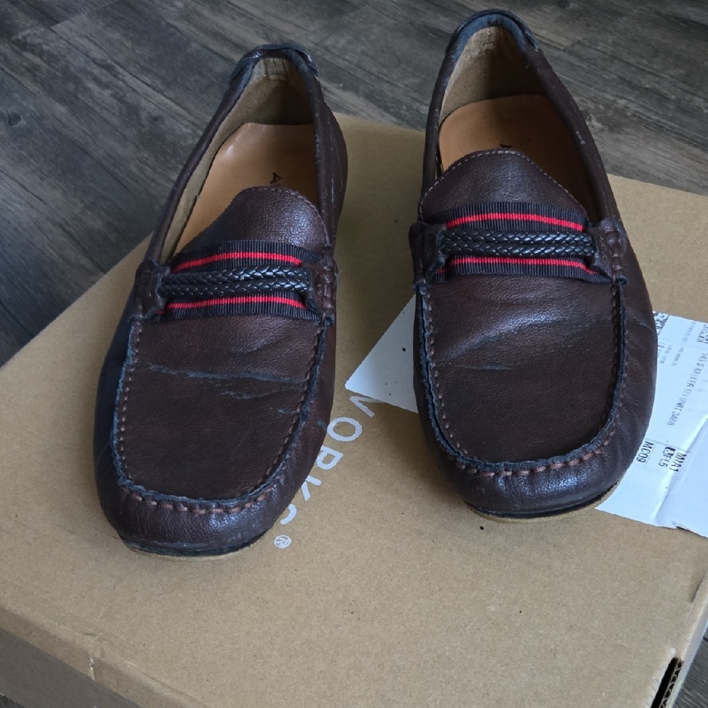 Aldo Men's Brown Loafers with Red Accents sz. 8 Used fit 9.5 - Picture 3 of 9